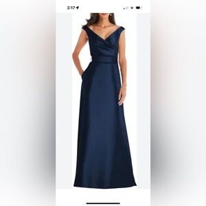 Alfred Sung Navy blue satin formal dress 8 10 M mother of bride bridesmaid prom